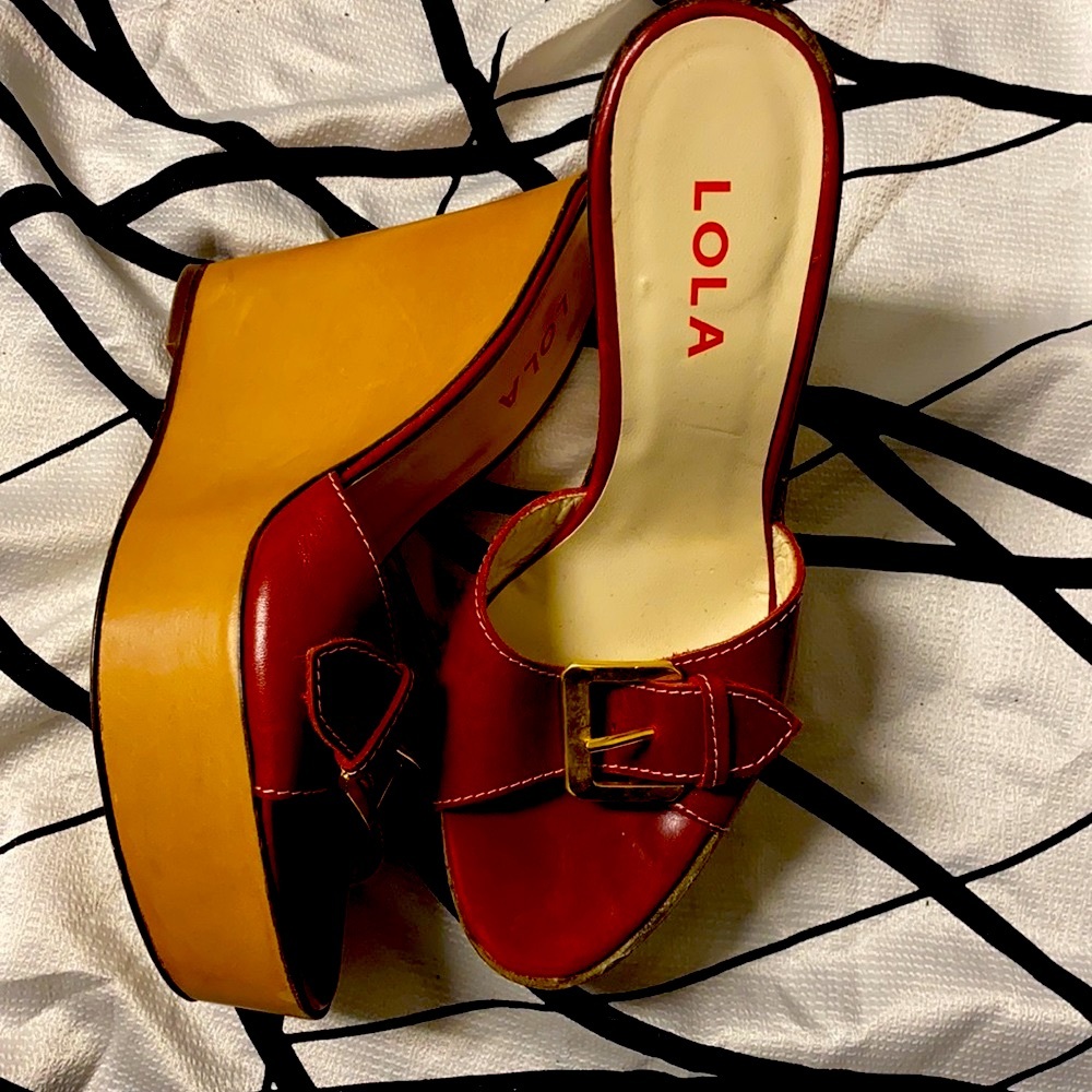 Italian Beautiful Dark Red Leather Platforms Made in Italy